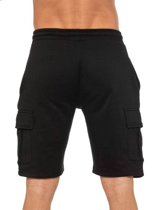 Enzo Mens Cargo Shorts. Features 2 Cargo Pockets and 2 Side Slash Pockets. EZ logo On Pocket. Elasticated Waistband With Adjustable Drawsting.