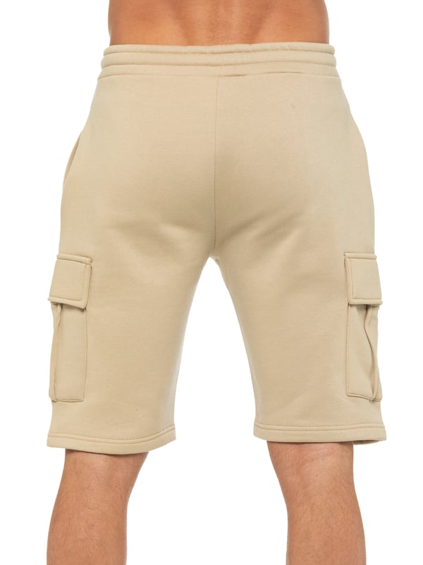 Enzo Mens Cargo Shorts. Features 2 Cargo Pockets and 2 Side Slash Pockets. EZ logo On Pocket. Elasticated Waistband With Adjustable Drawsting.