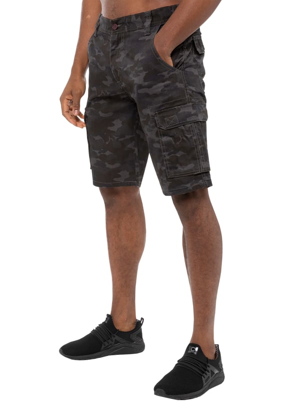 Kruze Camo Shorts in VNT Khaki, 65% Polyester, 35% Cotton, Mid Rise, Regular Fit Shorts, Featuring 2 Front Pockets, 2 Buttoned Back Pockets and 2 Velcro Side Pockets and Zip Fly Fastening, Machine washable, For Casual Occasions