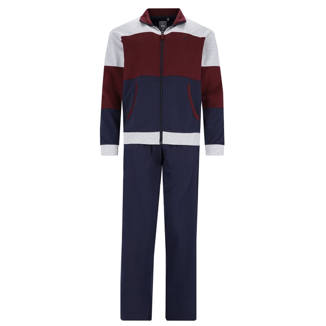 Sportiver Homewear-Anzug von der Marke hajo. Zipper-Jacke und lange Hose. Interlock aus weichem Baumwoll-Mix - bügelfrei, atmungsaktiv, hautsympathisch.