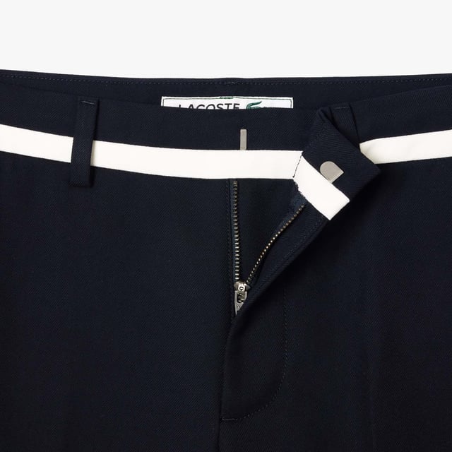 Mens Lacoste Polyviscose Badge Suit Pants Contrast detail at waist Straight  comfortable fit Concealed hook on fly Button inside waistband Embroidered Lacoste Paris and crocodile badge