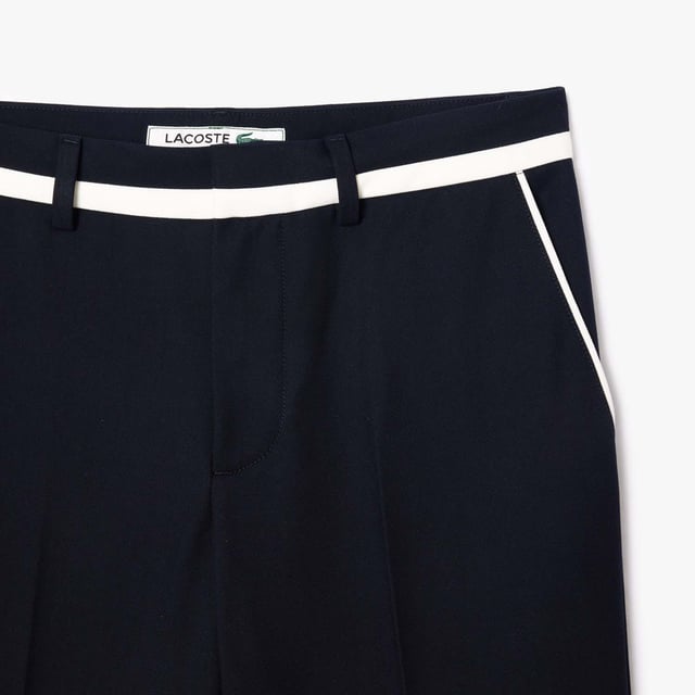 Mens Lacoste Polyviscose Badge Suit Pants Contrast detail at waist Straight  comfortable fit Concealed hook on fly Button inside waistband Embroidered Lacoste Paris and crocodile badge