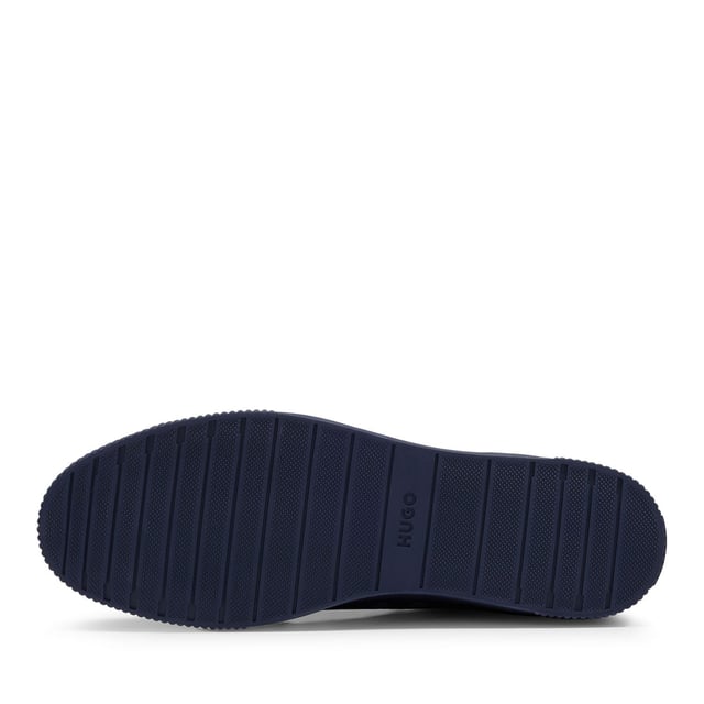 Men's Hugo Zero Hi-Top Trainers in Dark Blue Mens HUGO Zero Hi-Top Trainers in dark blue.- Grainy leather Rubber sole- Construction: Cemented- Big woven label with reversed logo HUGO icon- Ref: 50471336-401