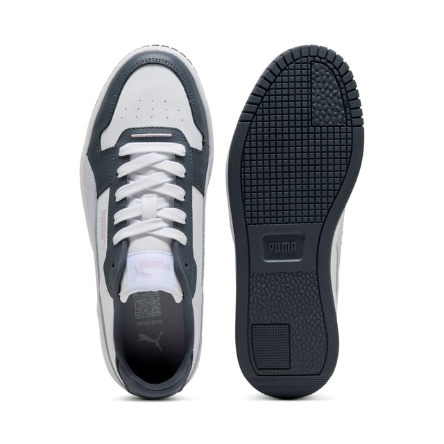 PRODUCT STORY: Streetwear-inspired design and a slightly elevated platform make these Carina's perfect for everyday outfits. FEATURES & BENEFITS: SOFTFOAM+: Step-in comfort sockliner designed to provide soft cushioning thanks to its extra thick heel; Recycled Content: The upper of this shoe is made with at least 20% recycled materials as a step toward a better future. DETAILS: Leather upper; Rubber midsole; Rubber outsole; PUMA Formstrip on the medial and lateral sides; PUMA Cat Logo on the heel.