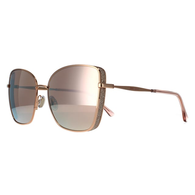 Jimmy Choo Square Womens Gold Copper Multilayer Gold  90041091 Jimmy Choo are a square style with a metal frame front and slim temples engraved with the Jimmy Choo logo..