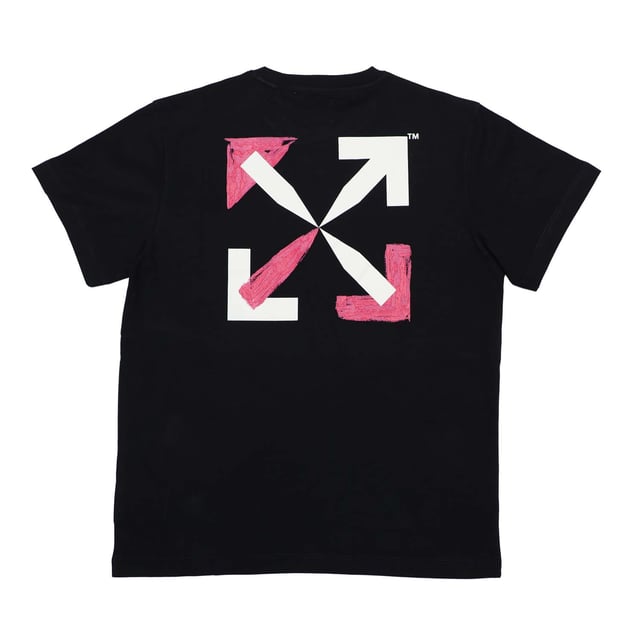 Juniors Off White Shape T-shirt in zwart - roze.- Ronde hals.- Korte mouwen.- Off White grafisch logo vooraan. - Pijlgrafiek op de rug.- Normale pasvorm.- 100% katoen.- Ref: OGAA0010061032