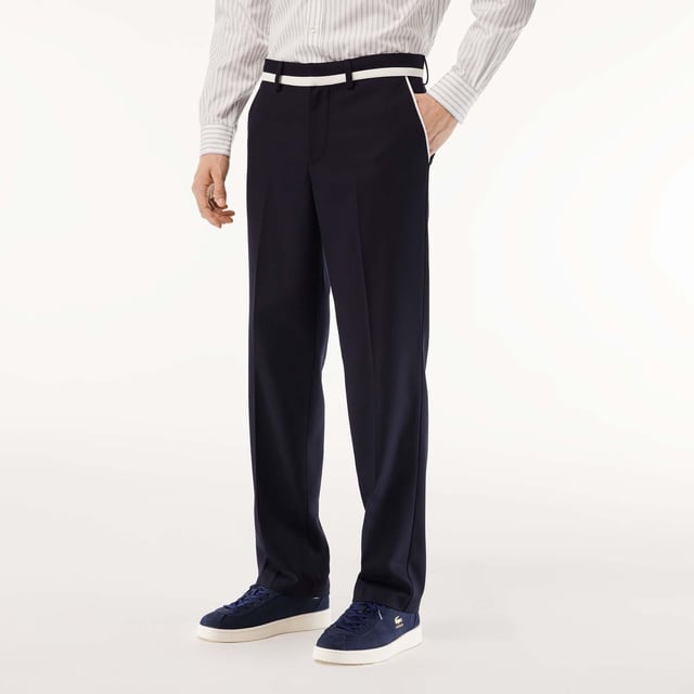 Mens Lacoste Polyviscose Badge Suit Pants Contrast detail at waist Straight  comfortable fit Concealed hook on fly Button inside waistband Embroidered Lacoste Paris and crocodile badge