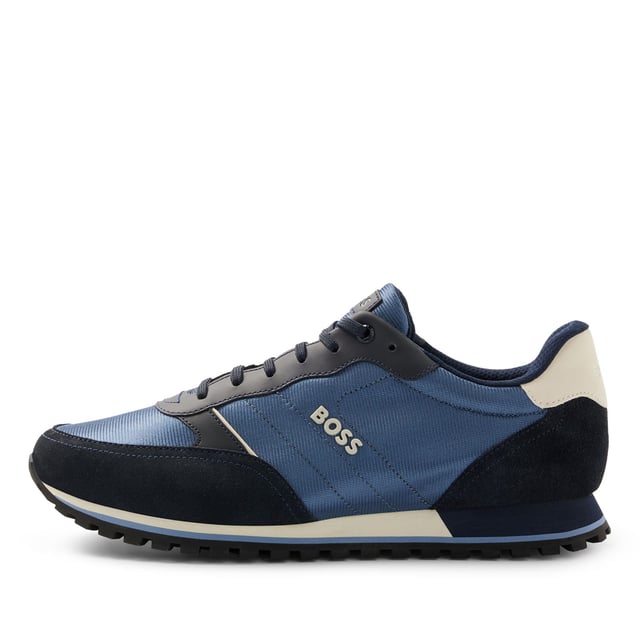 Sporty BOSS running inspired sneakers. Modern upper design in nylon enriched by raised BOSS logo on the quarter. Lightweight EVA providing comfort and extra cushioning. Modern rubber and rubberised detail assure a sporty look.