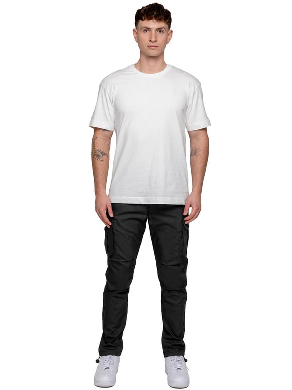 Upgrade your everyday style with the Enzo Men's Cargo Pants. Crafted from premium stretch fabric, these lightweight trousers offer a tapered leg fit for a sleek, modern look. Featuring an elasticated waistband with an adjustable toggle, they provide a customizable fit, while the adjustable toggle ankles let you tailor the look and feel. With two side slash pockets, two cargo pockets with secure Velcro fastening, and a single back welt pocket, you’ll have ample storage for essentials. Finished with an Enzo print on the cargo pocket. (649)