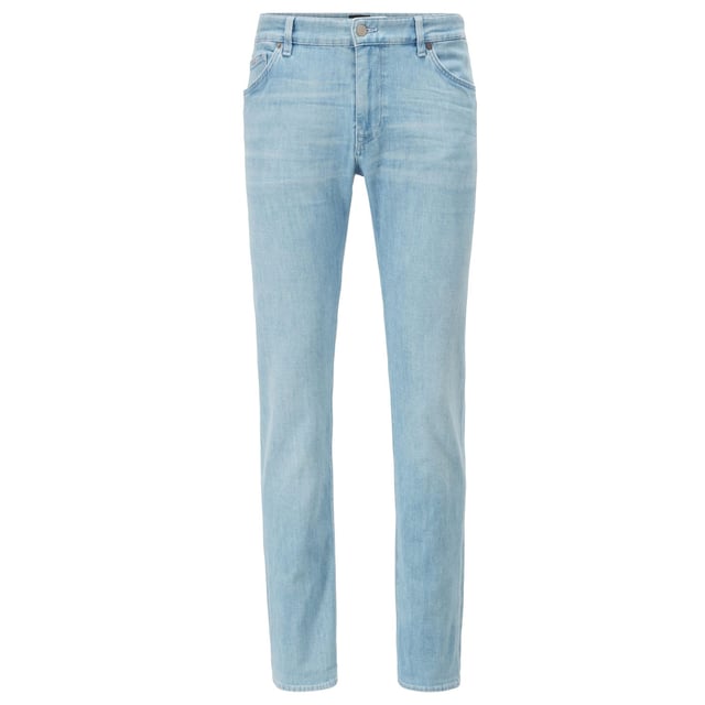 Regular fit- for a casual silhouette - cashmere touch by Candiani -  stretch for best wearing comfort - responsible - GOTS certified organic cotton - super soft hand feel - mid blue wash - authentic trims