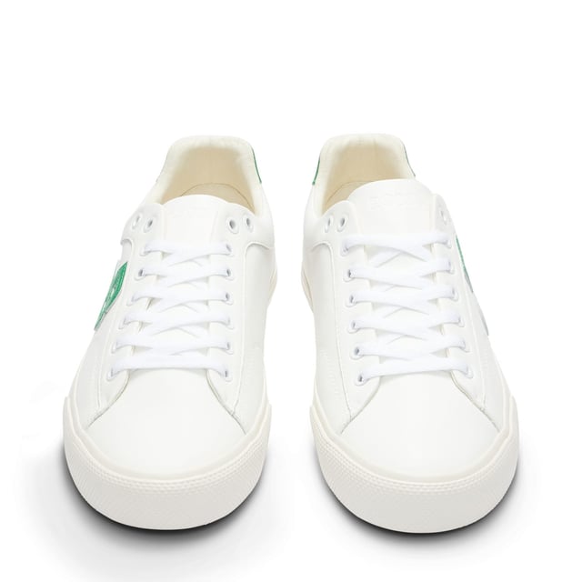 Men's Boss Aiden Tennis Trainers in White BOSS basic cupsole enriched by the recognizable double B logo on quarter in contrasting colors. Rubberized leather on the logo and backtab.