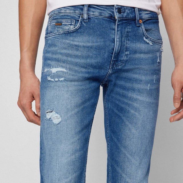 responsible style - made from more sustainable certificated material for a reduced impact on the planet - fresh blue shade - iconic summer wash with destroys