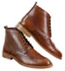 Mens Classic Oxford Brogue Ankle Boots in Tan Leather