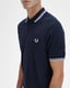 Fred Perry Heren Twin Tipped Poloshirt in Marineblauw/Wit/Wit