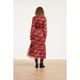 Smashed Lemon Lippenprint chiffon maxi jurk in rood en zwart |