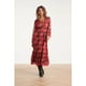 Smashed Lemon Lippenprint chiffon maxi jurk in rood en zwart |