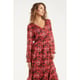 Smashed Lemon Lippenprint chiffon maxi jurk in rood en zwart |