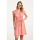 Smashed Lemon 25037 v-hals overlapped korte jurk met grafische dots, |