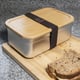 Krumble Lunchbox rvs met houten deksel en elastiek