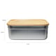 Krumble Lunchbox rvs met houten deksel en elastiek
