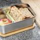 Krumble Lunchbox rvs met houten deksel en elastiek