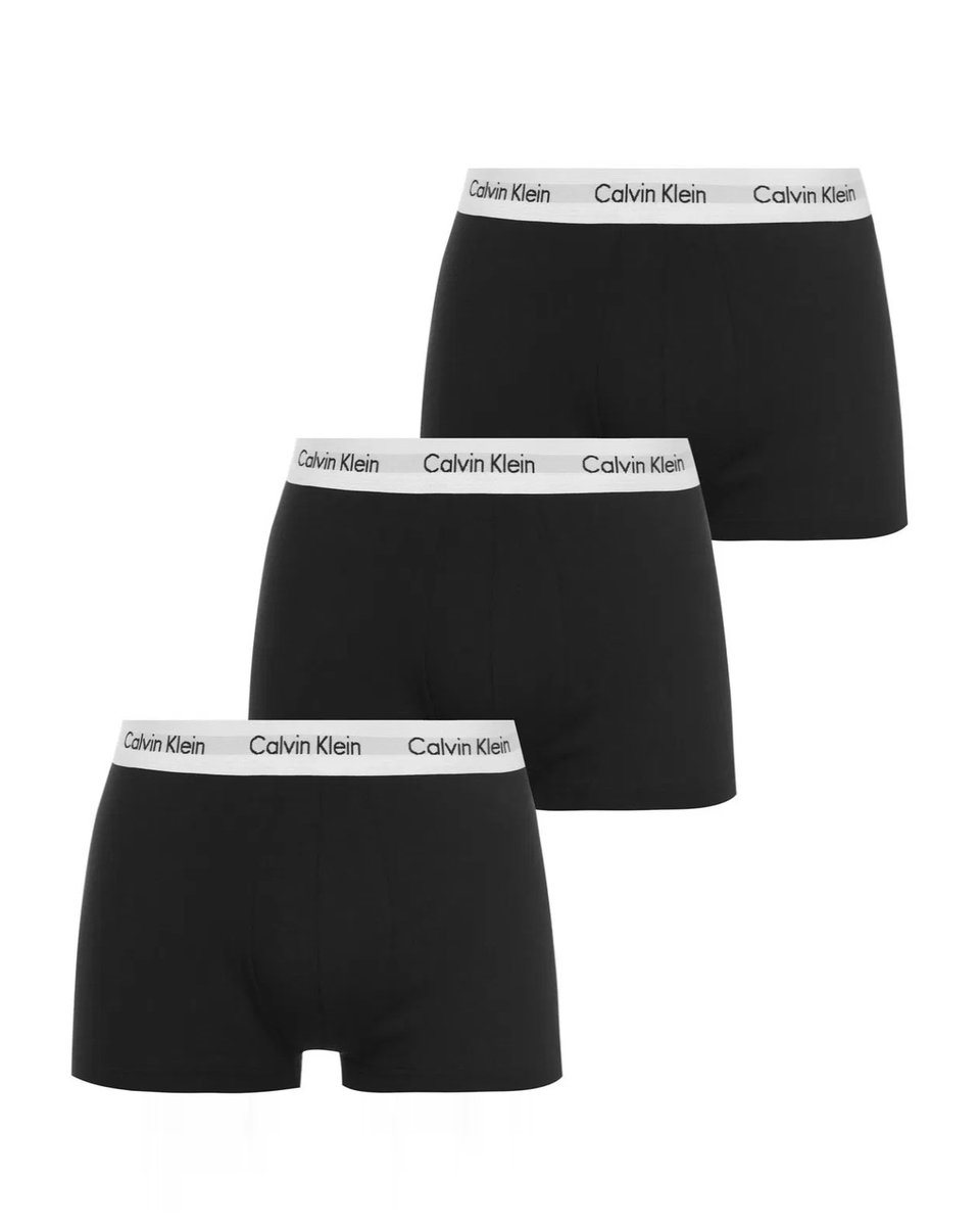 Calvin Klein Mens 3 Pack Boxer Briefs in Black with White Band